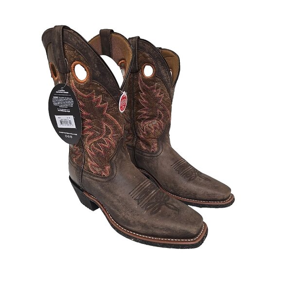 Laredo Men's 68343 Leather Square Toe Cowboy Western Boot Brown Size 9D - Picture 1 of 7